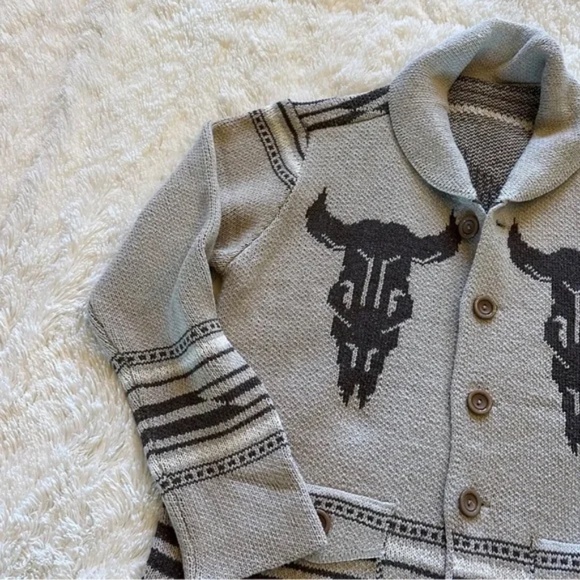 VINTAGE Cowichan Knit Western Bucking Bronc Rodeo Horse Cardigan - Picture 4 of 10